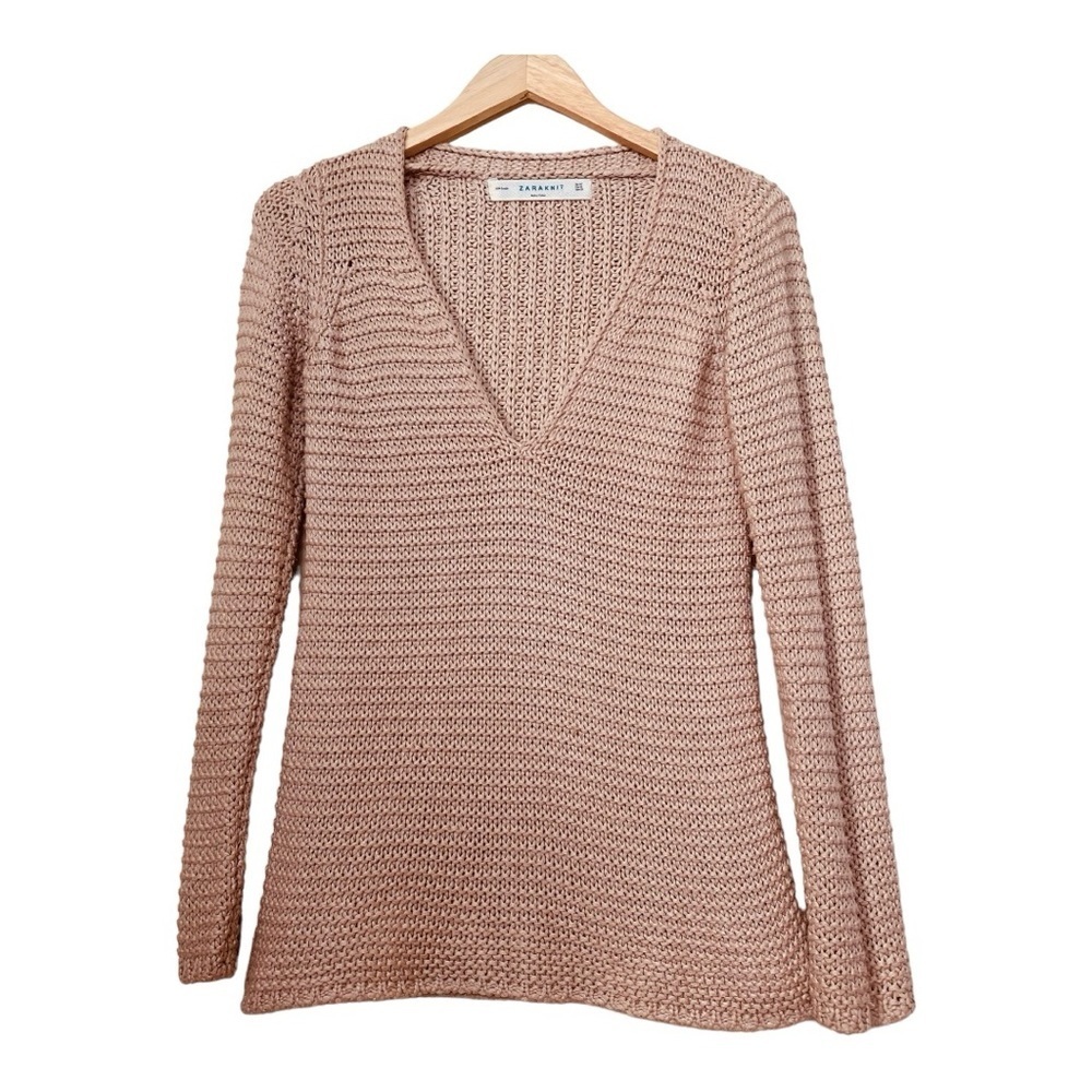 Zara Knit Tan Sweater Sz M